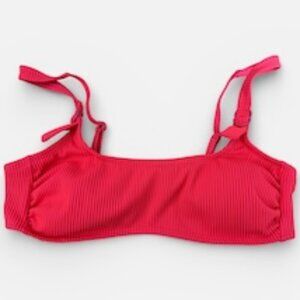 NWT Xhilaration Ribbed Hardware Strap Bralette Bikini Top Pink - XL